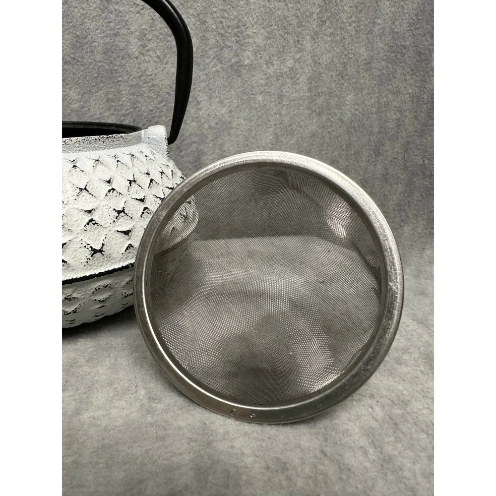 Cast Iron Rustic‎ Teapot Japanese Tetsubin White Black Excellent Small